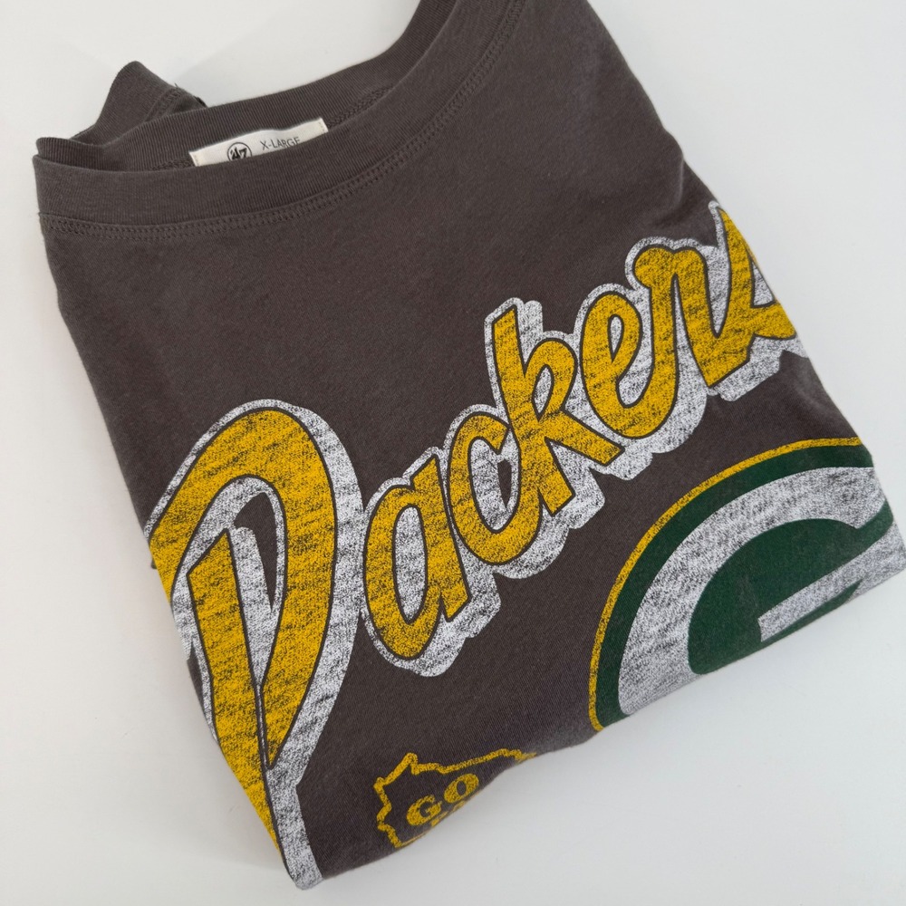 47 Green Bay Packers T Shirt X Large Gray NFL Football Go Pack Go